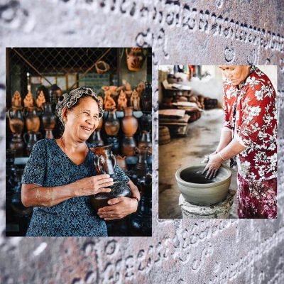 Hình ảnh chụp hai nghệ nhận rất giỏi tay nghê của làng gốm Bàu Trúc Ninh Thuận [Ảnh: laurynishak]